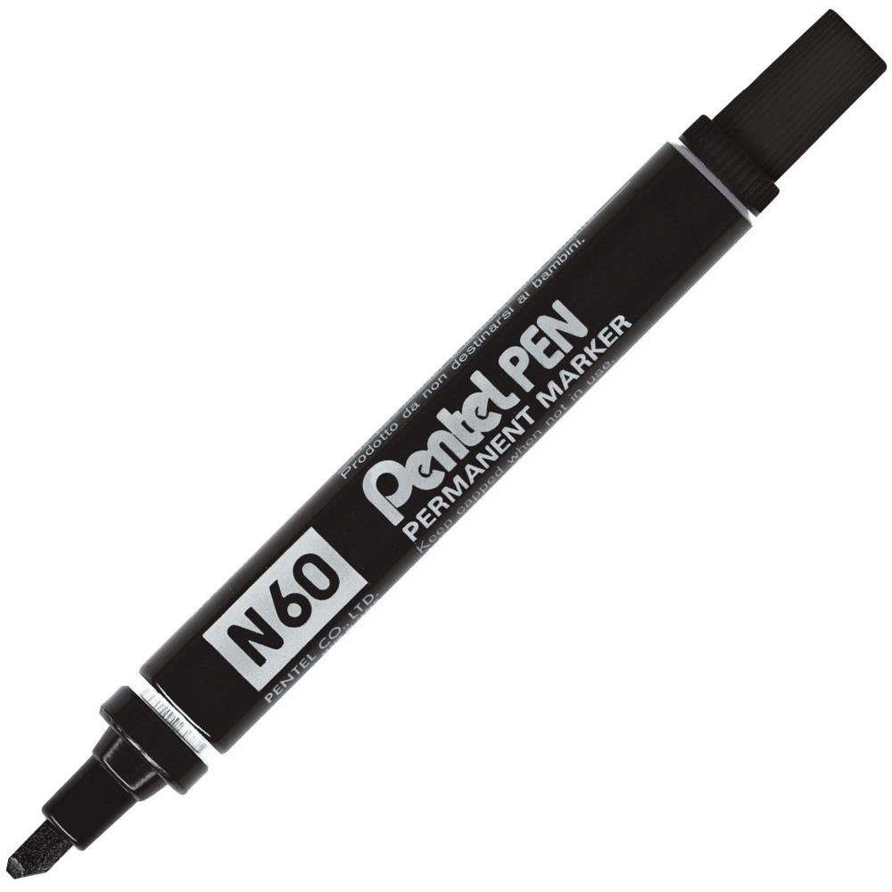 Marqueur permanent Pentel N60 - Pointe biseaute 3,9 - 5,7 mm - Noir
