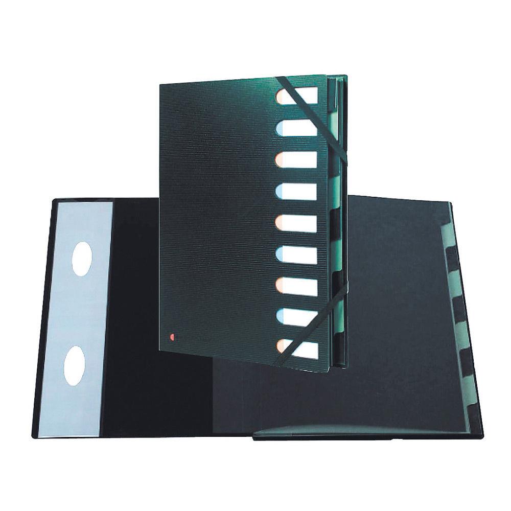 Trieur  lastique Exacompta Exactive Multipart A4 avec dos extensible  soufflets et fentres prdcoupes - 450 feuilles - 9 compartiments - 240 x 320 mm - polypropylne - noir