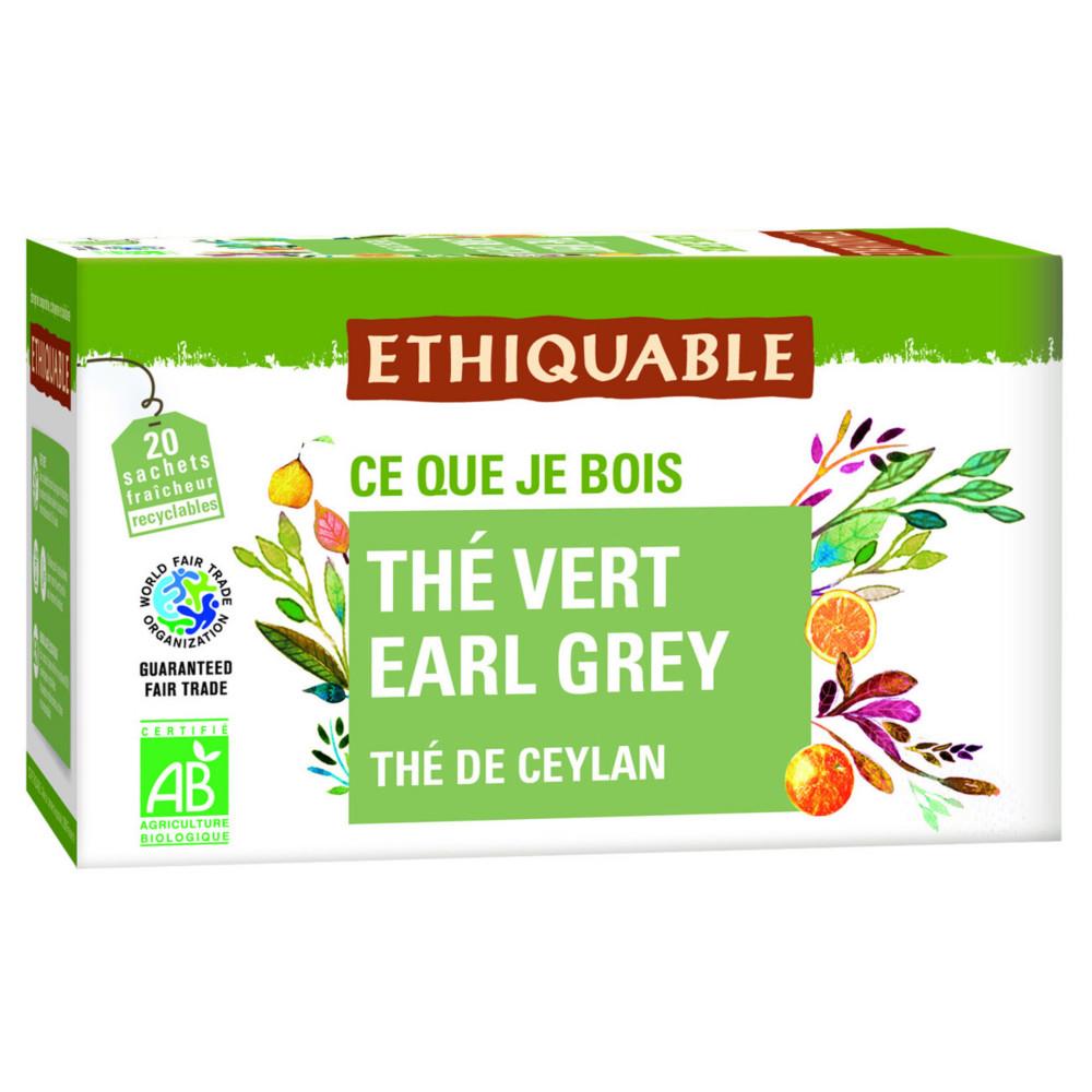 Sachets de th vert Earl Grey Ethiquable - Boite de 20