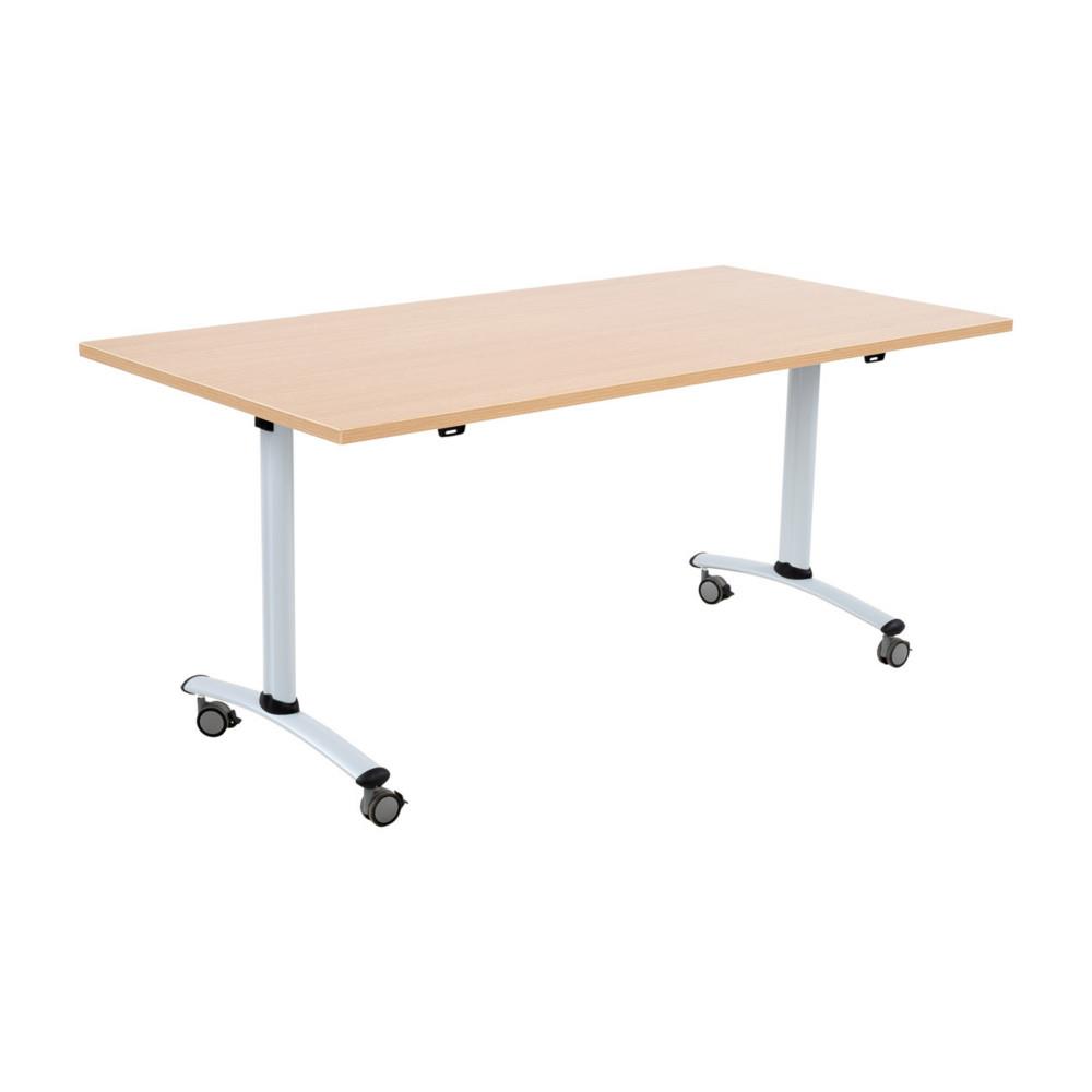 Table mobile � plateau basculant L140 x P80 cm - Plateau Ch�ne pieds Aluminium