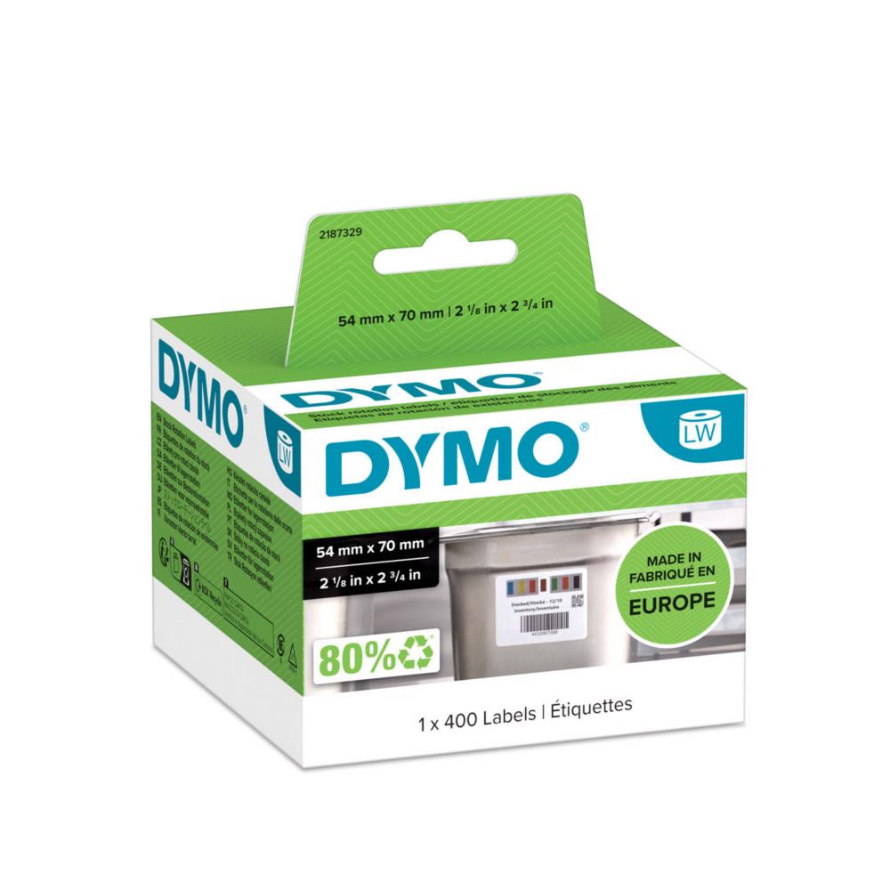 Ruban �tiquette Dymo LW - 2187329 pour �tiqueteuse s�rie 5 LabelWriter - Rouleau de 400 �tiquettes de rotation des stocks - 54 x 70 mm