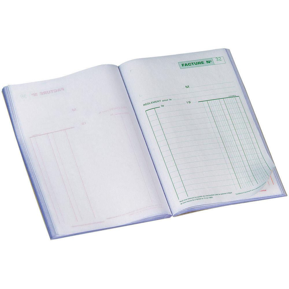 Carnet de factures Manifold, 50&nbsp;feuilles autocopiantes, sans carbone, 148&nbsp;x&nbsp;210&nbsp;mm (bloc 50 feuilles)