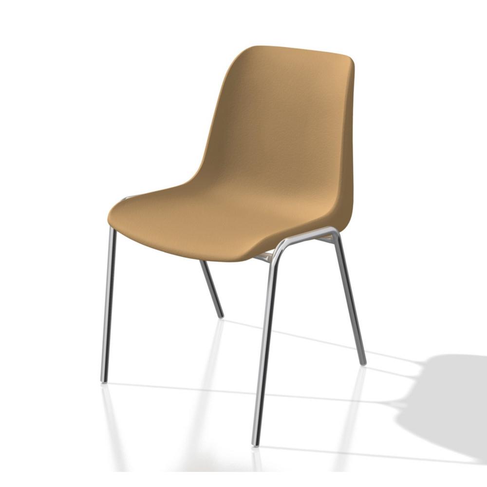 Chaise collectivit� coque universelle - polypropyl�ne - beige - pieds m�tal chrom�