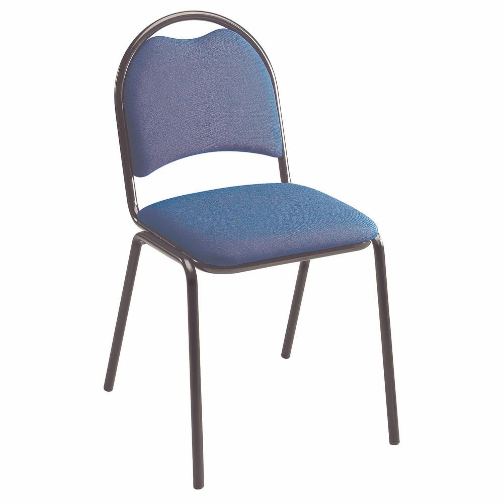 Chaise visiteur Lincoln - tissu rembourr - bleu - pieds mtal noirs
