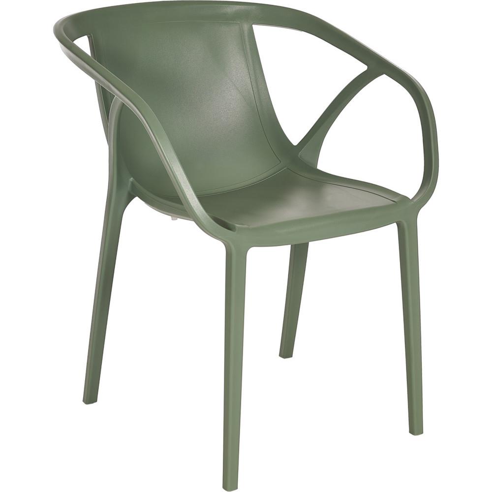 Chaise d'ext�rieur Azel avec accoudoirs en polypropyl�ne ? Vert olive
