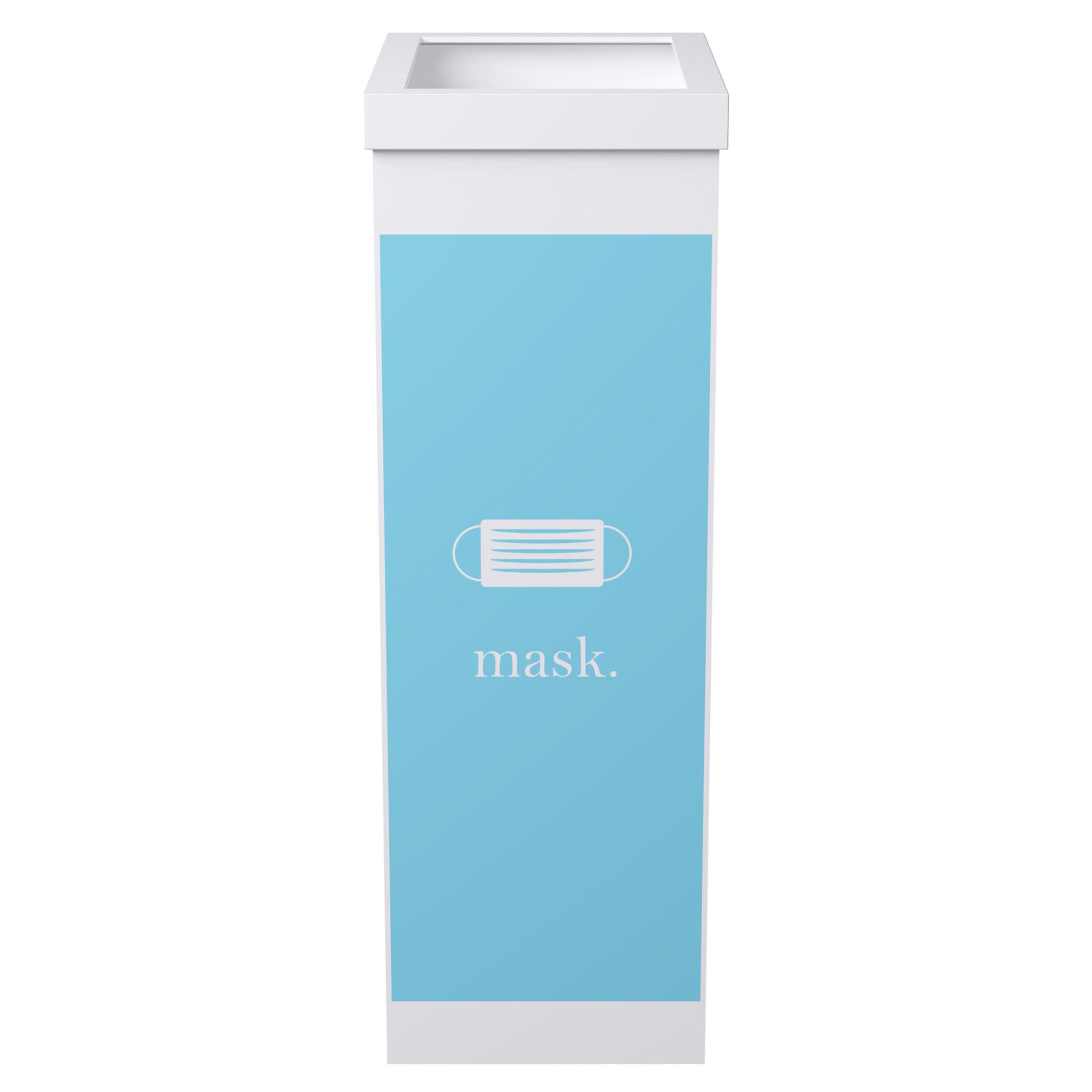 Corbeille de tri slectif Paperflow - pour le recyclage des masques covid - 60L - bleu clair - corps blanc