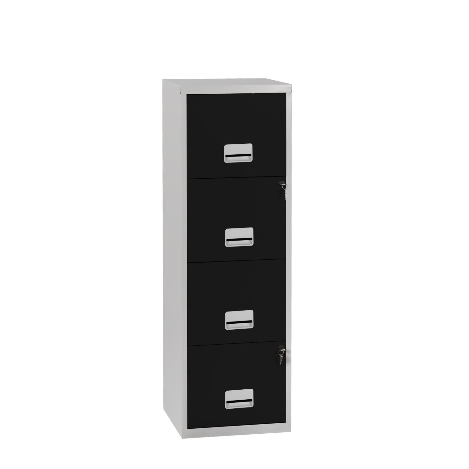 Classeur Horizon - 4 tiroirs - mtal - corps aluminium - faades noires
