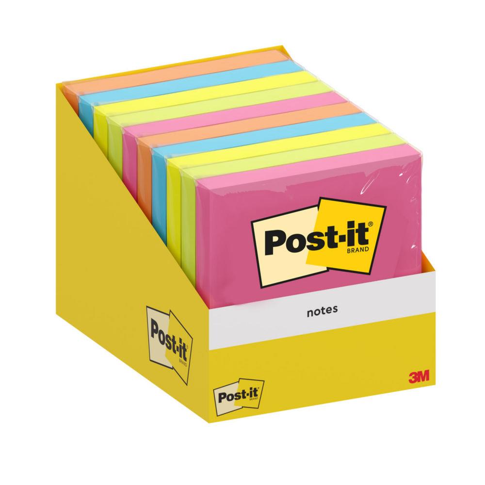 Notes repositionnables Post-it 76 x 76 mm - Couleurs assorties - Bloc de 100 feuilles