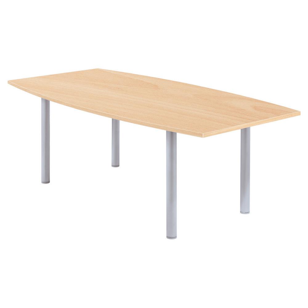 Table tonneau Tempo - L 200 x 100 cm - plateau h�tre - pied tubulaire aluminium