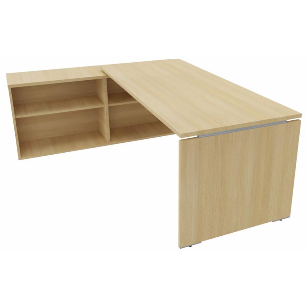 Bureau d'angle direction avec meuble retour suspendu Optima - L202 x P160 cm - Ch�ne clair - Pieds panneaux