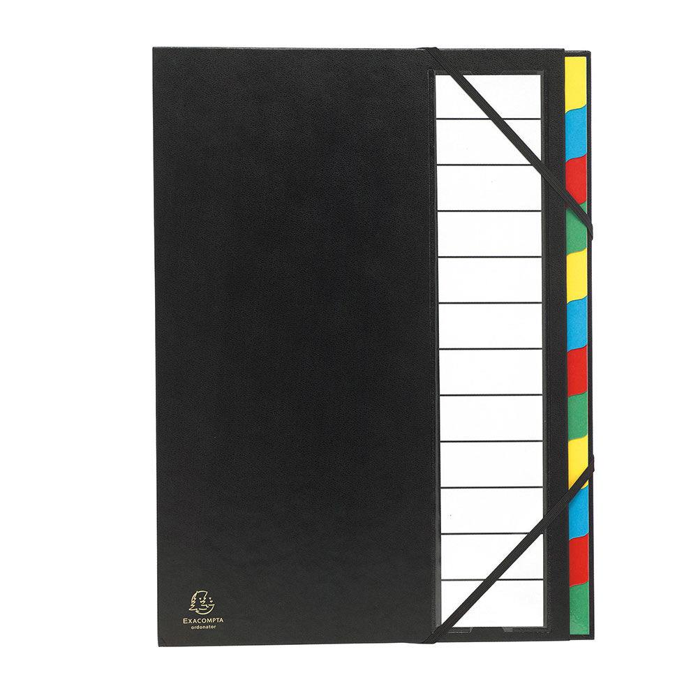 Trieur de bureau Exacompta - 12 compartiments - couverture balacron - format 24,3x32,8 cm - noir