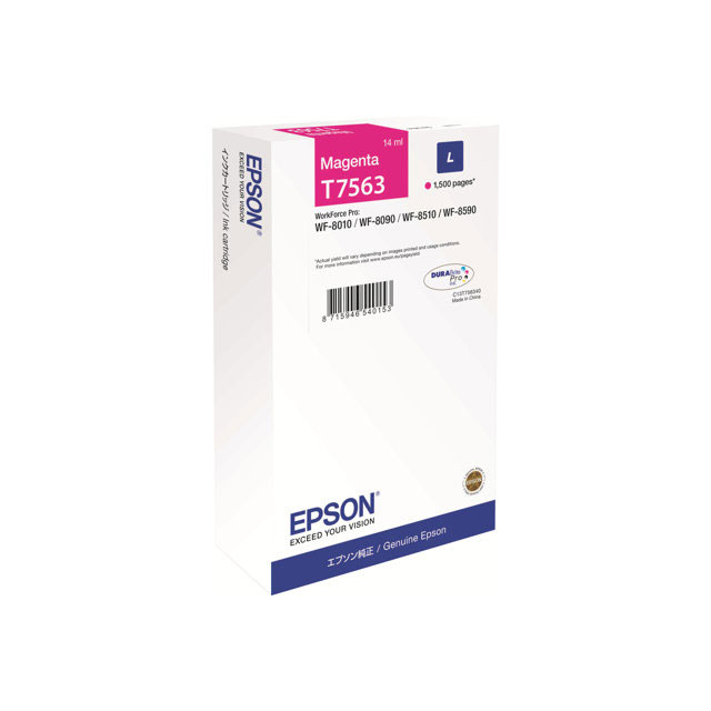 Epson T7563 - 14 ml - taille L - magenta - originale - cartouche d'encre - pour WorkForce Pro WF-8010, WF-8090, WF-8090 D3TWC, WF-8510, WF-8590, WF-8590 D3TWFC