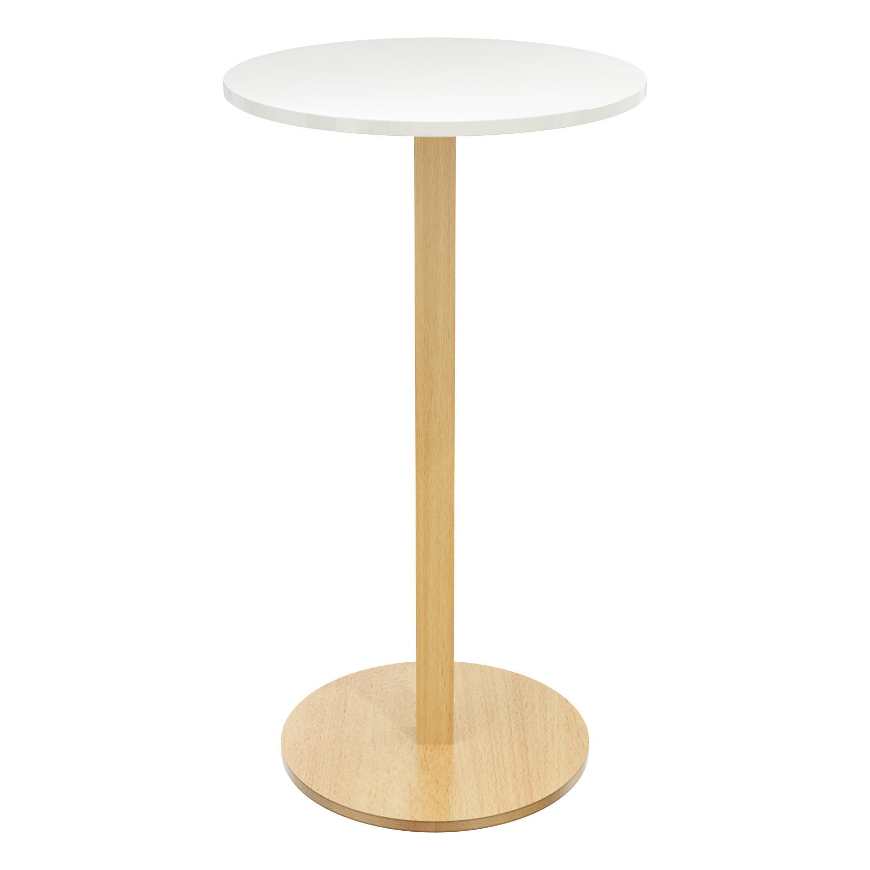 Table mange debout - diam�tre 60 cm - plateau blanc - pied bois