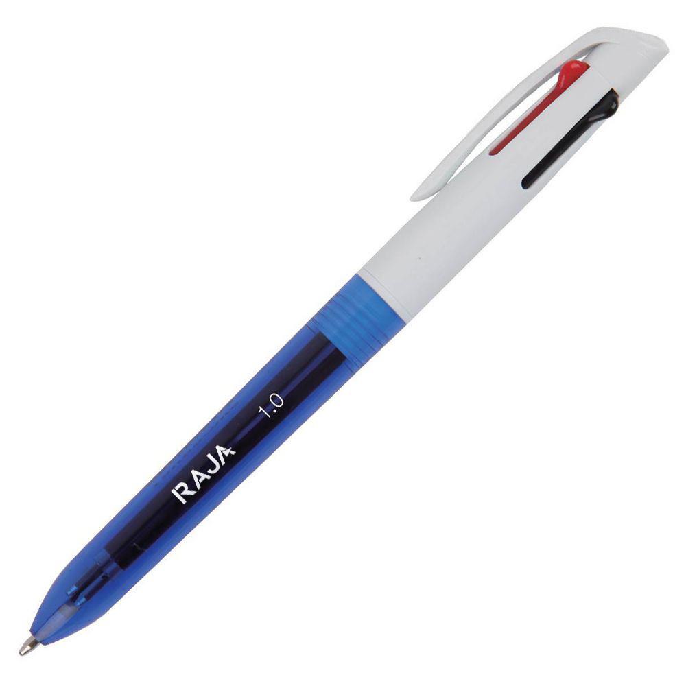 Stylo bille 4 couleurs - rtractable  pointe moyenne - noir/bleu/rouge/vert