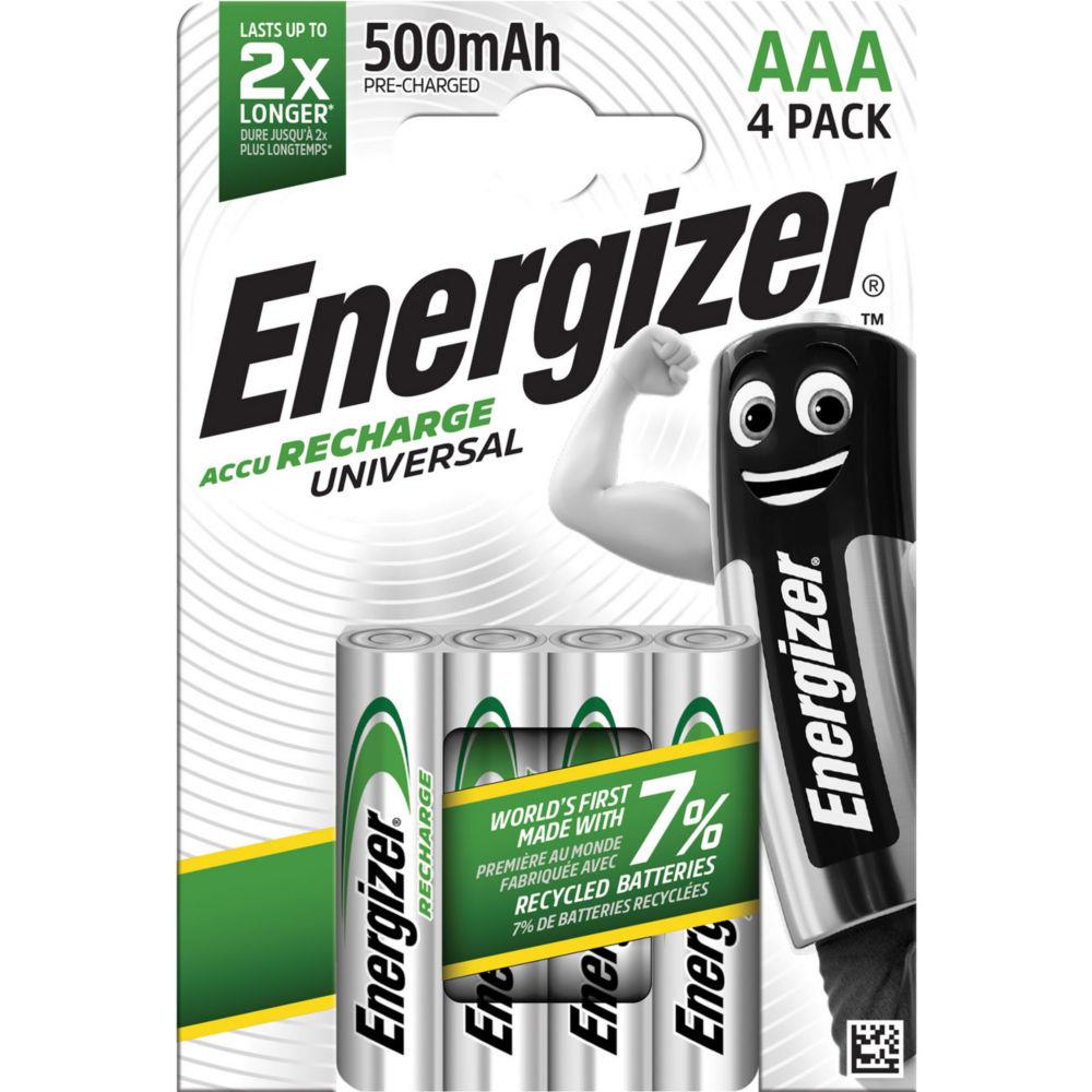 Pile rechargeable AAA / HR3 Energizer Universal - 500 mAh - Lot de 4