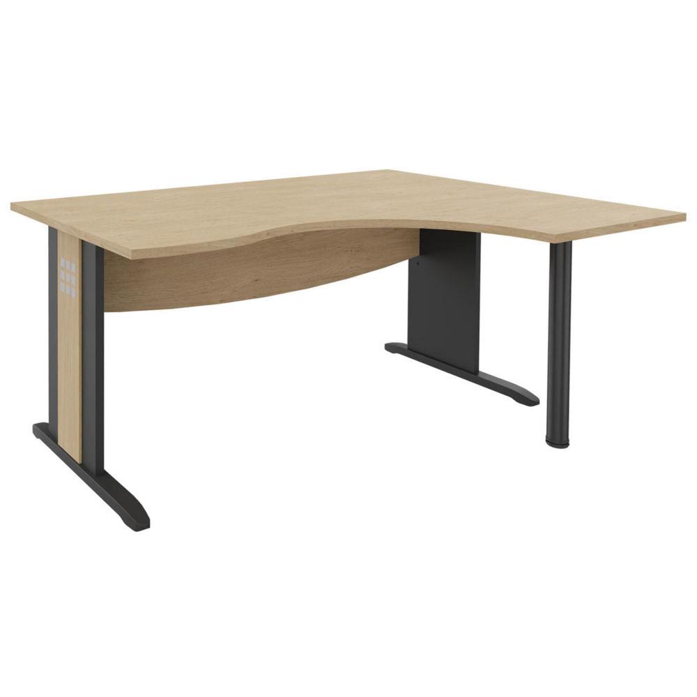 Bureau d'angle compact retour  droite Boreal L160 x P120 cm- Plateau Chne - Pieds L Anthracite