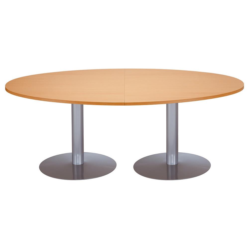 Table Modulaire ovale - pi�tement tulipe aluminium - plateau h�tre