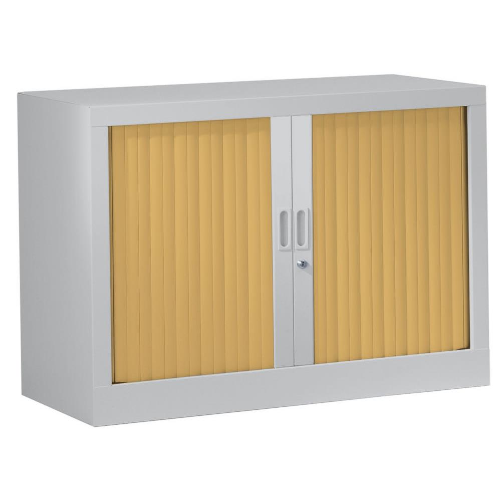 Armoire mtal monobloc Gnric - A rideaux - H. 69,5 x L. 80 cm - Corps Aluminium - Rideaux Htre