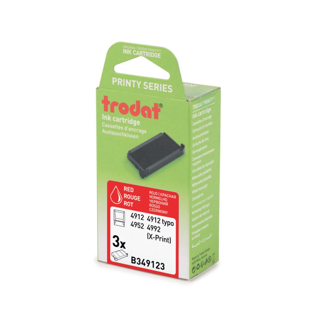 Cassette d'encre Trodat de rechange pour tampon Printy 4912 - Lot de 3 - Rouge