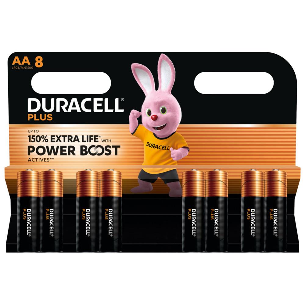 Pile alcaline Duracell AA / LR6 Plus - Lot de 8