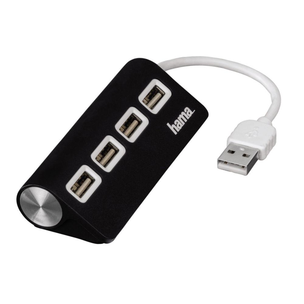 Concentrateur - hub USB 2.0 1:4 - aliment par bus - noir