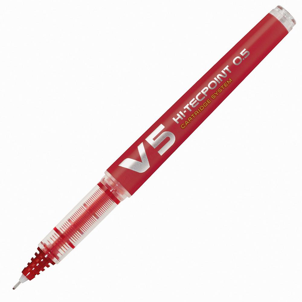 Stylo roller rechargeable rouge Pilot HI-TECPOINT V5 Begreen - 0,5 mm - pointe tubulaire