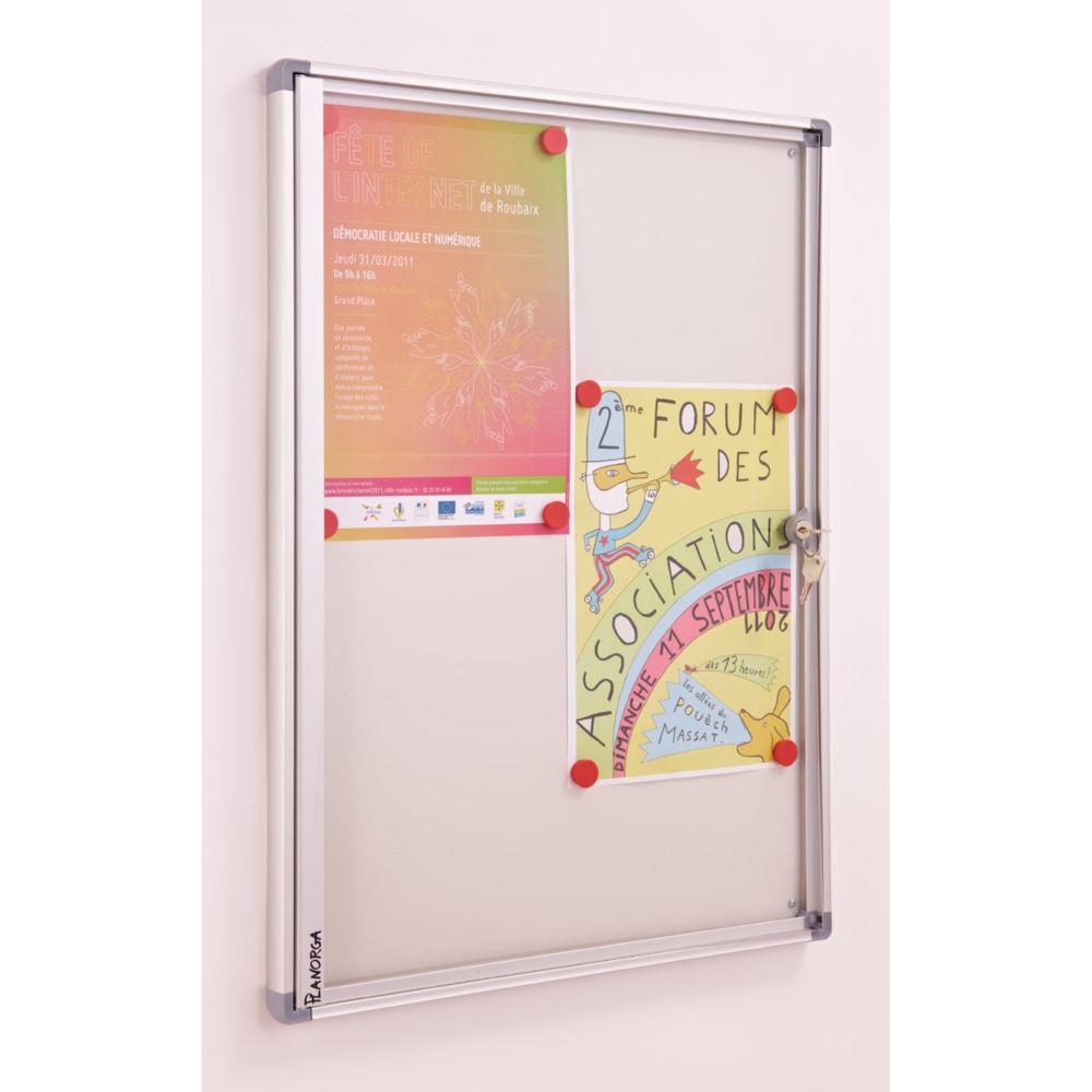 Vitrine d'intrieur Planorga NF Homa 4 feuilles A4 - Cadre alu - Fond mtal