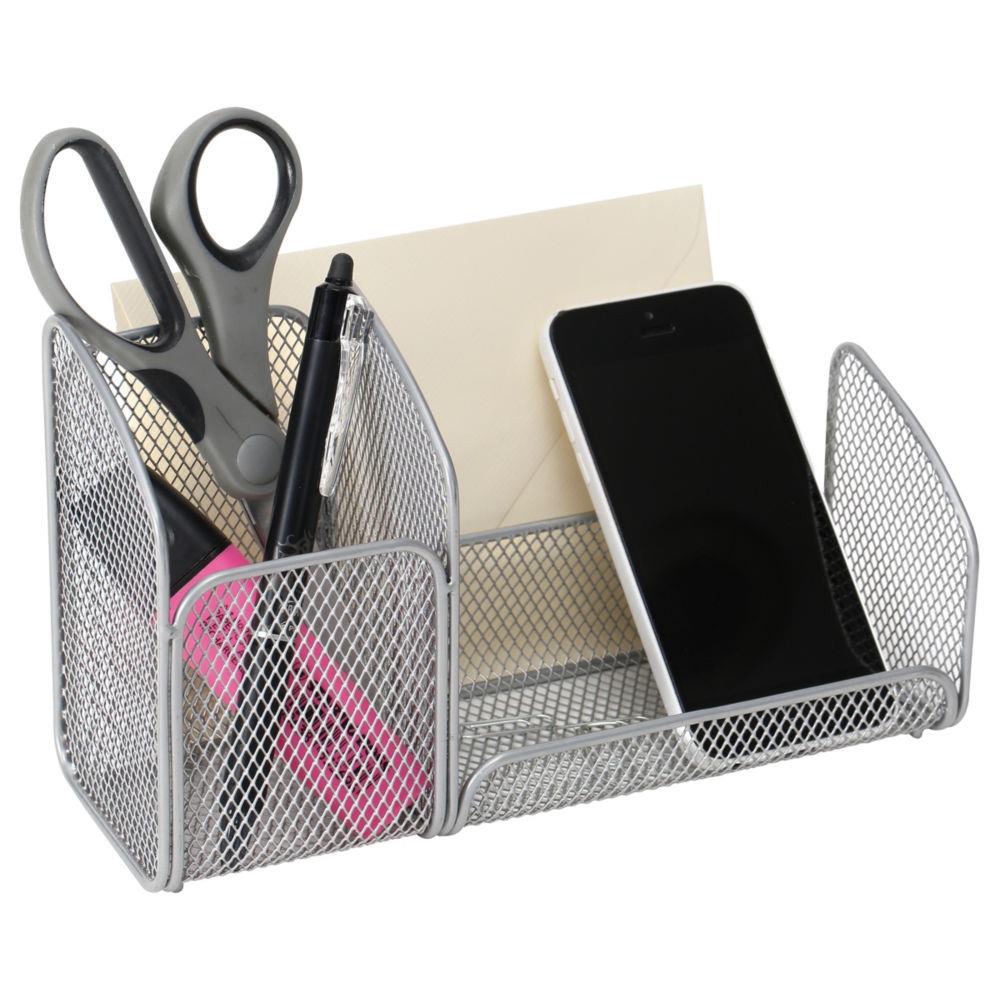 Trieur Alba - en mtal - 3 compartiments - L21 x H12,5 x P10 cm - gris