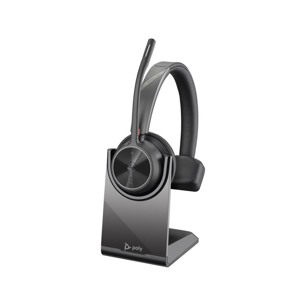 Casque sans fil Bluetooth Poly Voyager 4310 Teams Mono + Dongle USB-C + Station de charge