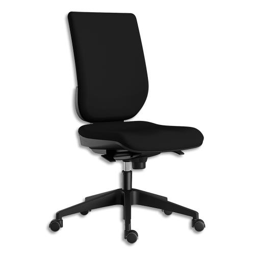 Sige de bureau  roulettes Tertio - dossier et assise tissu noir - mcanisme synchrone - pitement nylon noir