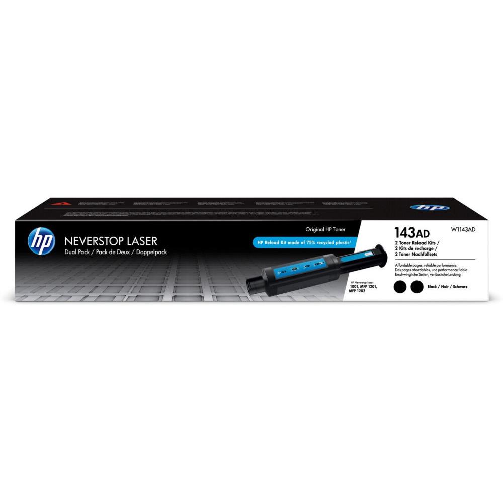 Cartouches de toner - Hp kit de recharge de toner noir neverstop authentique 143ad (double pack)