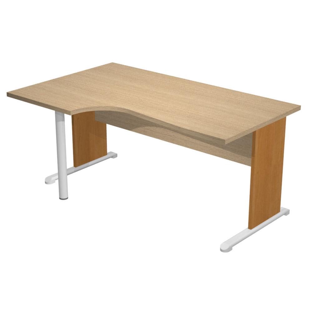 Bureau d'angle compact retour � gauche Pulse Bois - L160 x P100 cm - Plateau Ch�ne - Pieds L aulne