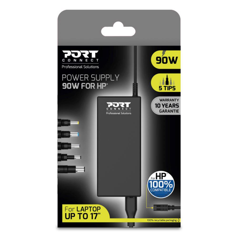 Chargeur secteur 90W Port Connect compatible ordinateur portable HP + 5 embouts