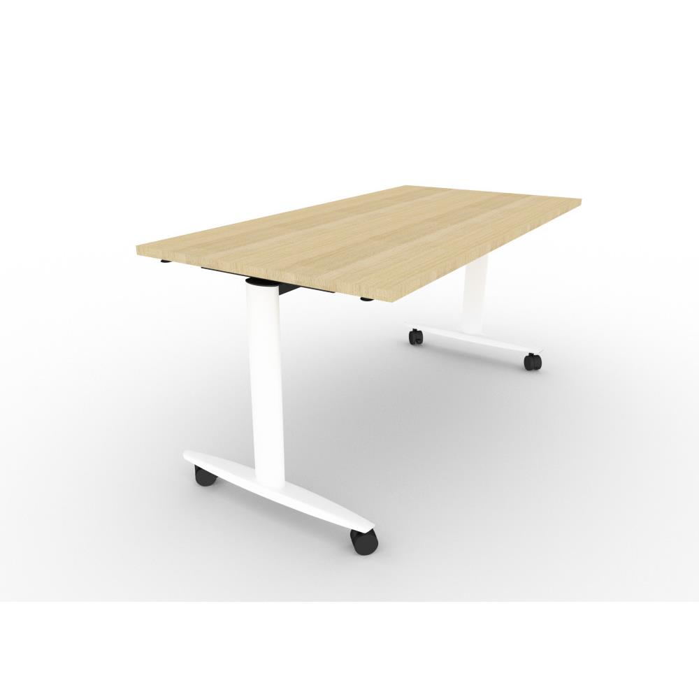 Table rabattable Primo Iso  roulettes - 120 x 80 - plateau chne - pitement blanc