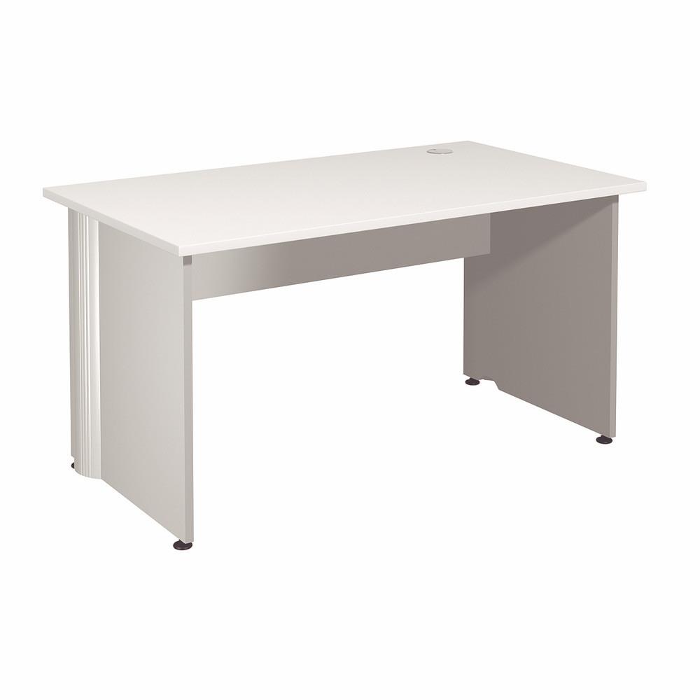 Bureau droit Impact - L 140 x P 80 cm - plateau blanc - pieds pleins aluminium