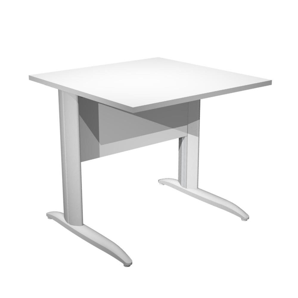Bureau droit Pulse Mtal - L80 x P80 cm - Plateau Blanc - Pieds mtal Aluminium
