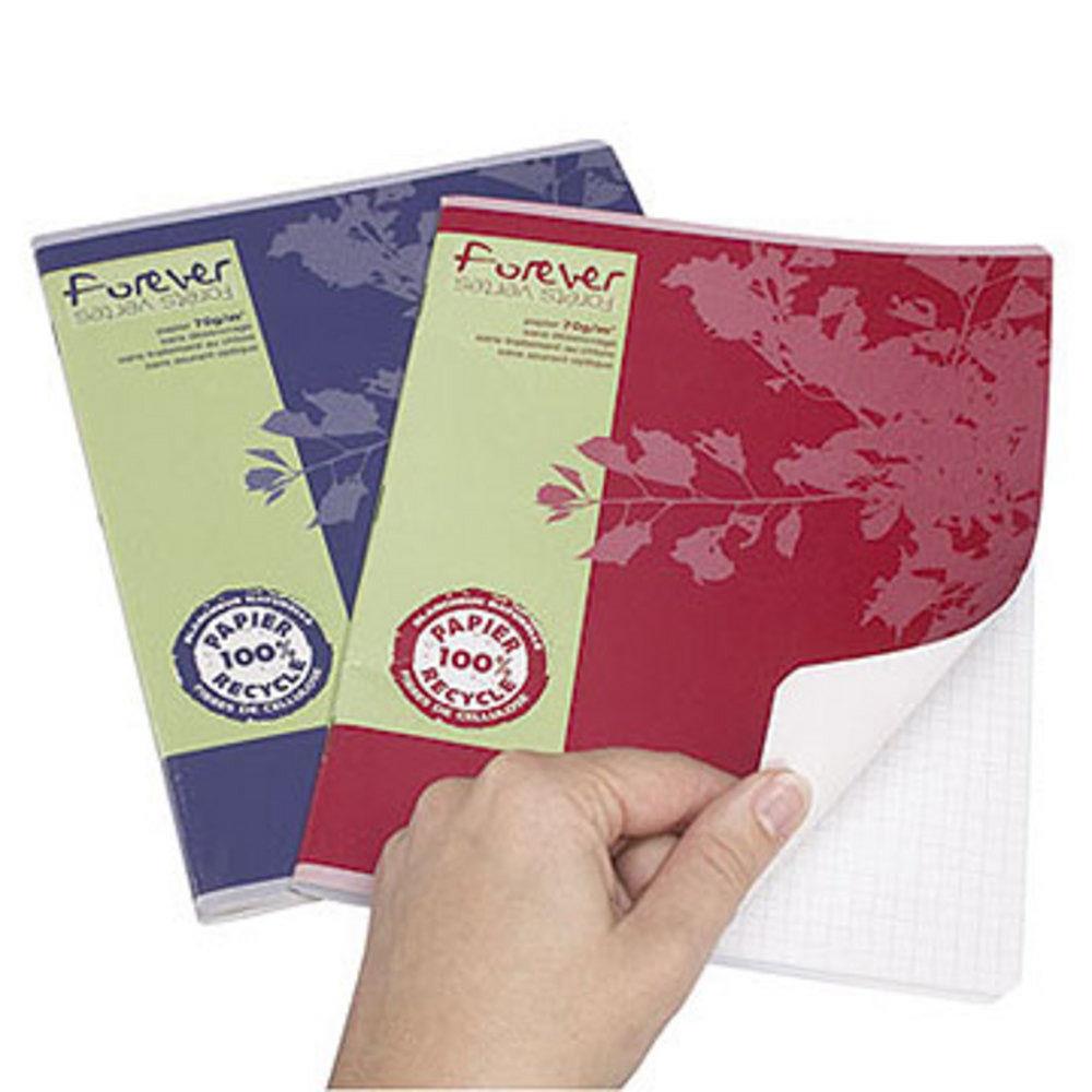 Cahier Clairefontaine Forever - A4 - piqre - 96 pages - 5x5 - papier recycl & certifi - 21 x 29,7 cm - paquet 10 x 48 feuilles