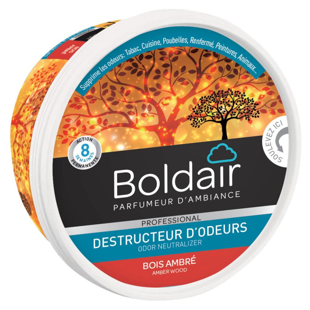 Gel destructeur d'odeurs Boldair - bois ambr - Pot de 300g