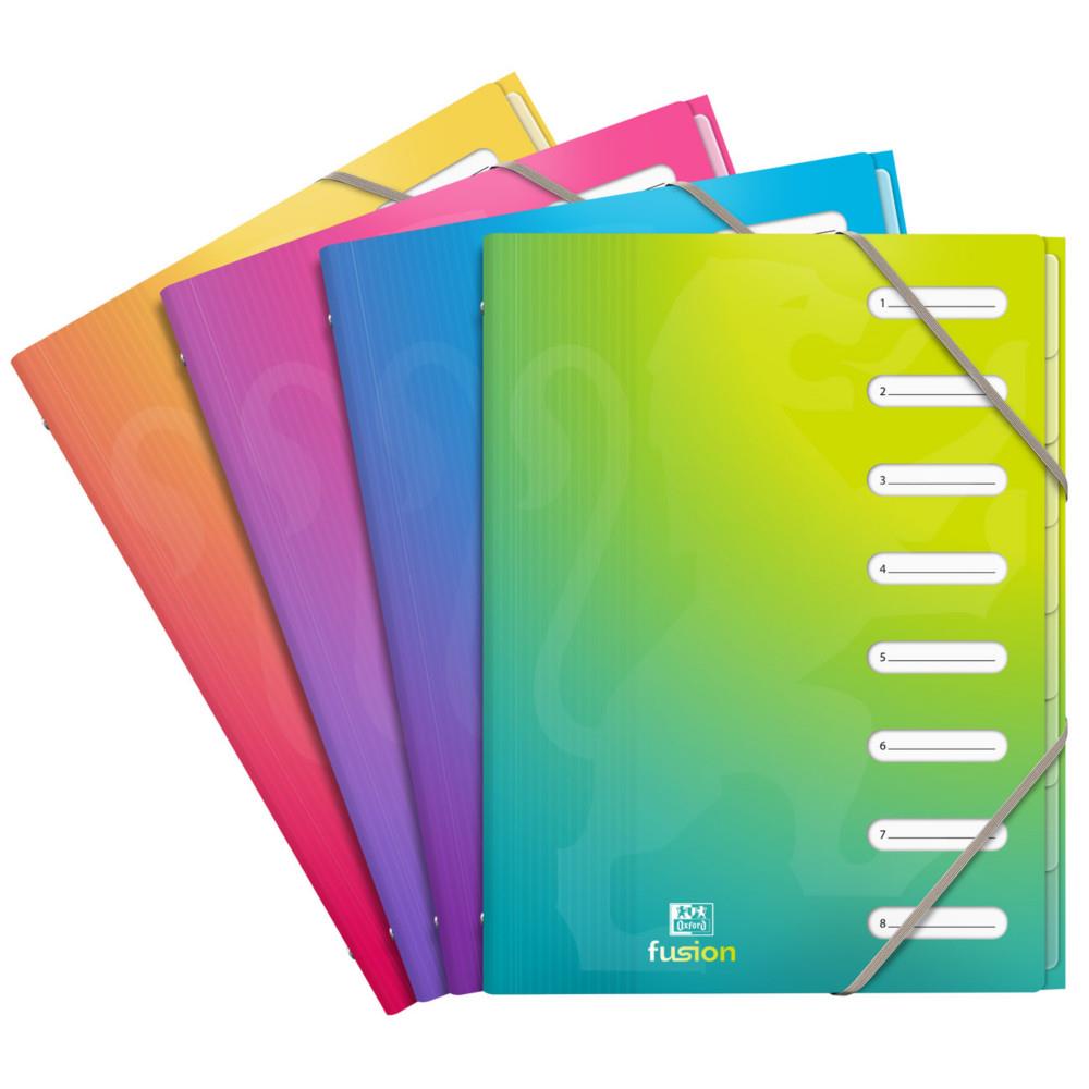 Trieur School Oxford Life Fusion A4 3 rabats avec �lastiques - 8 onglets - Assortis