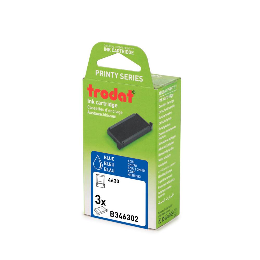 Cassettes d'encre de rechange pour Tampons Trodat Printy 4630 - Pack de 3 cassettes bleues