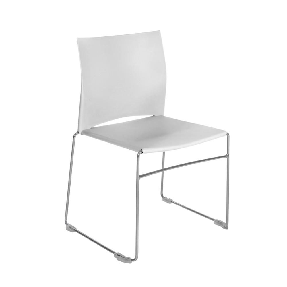 Chaise de runion et visiteur Giulia- polypropylne - pitement fil chrom mtal - blanc