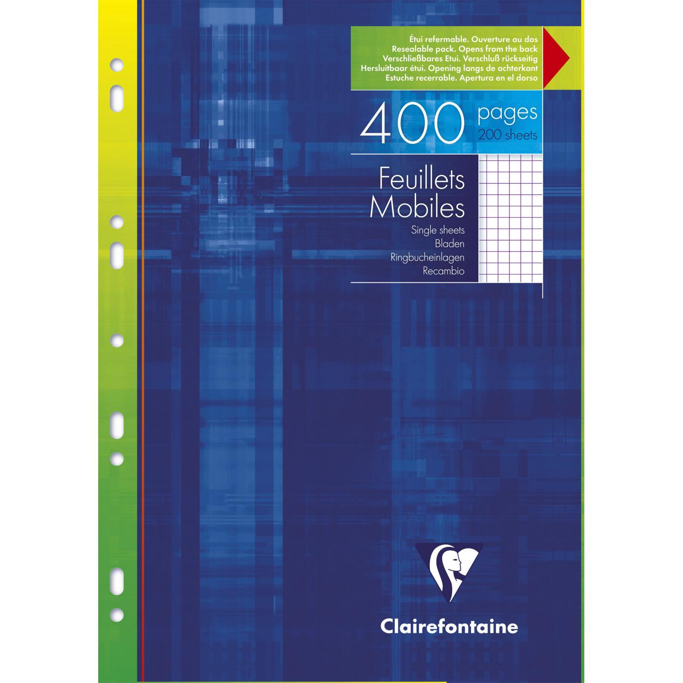 Feuilles mobiles Clairefontaine - 5x5 - A4 - 210 x 297 mm blanc 90g/m  - paquet 200 units