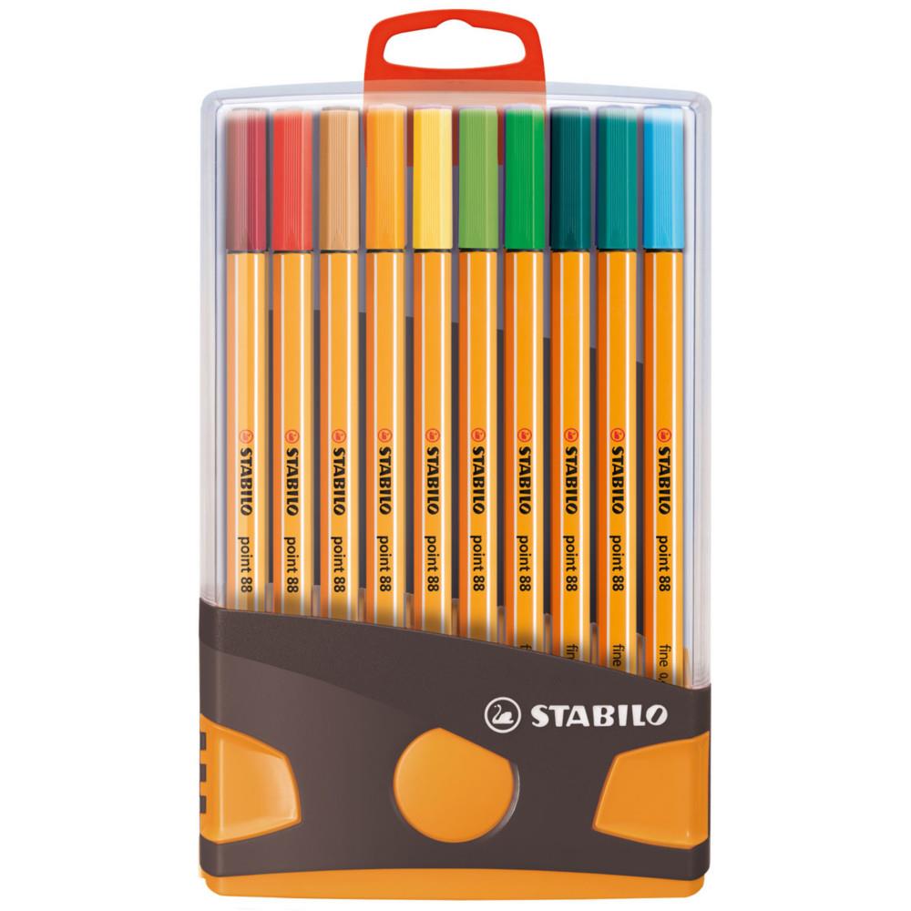 Stylo-feutre Stabilo Point 88 ColorParade - tui de 20 feutres pointes fines - 0,4 mm -  couleurs d'encre assorties - bote 20 units