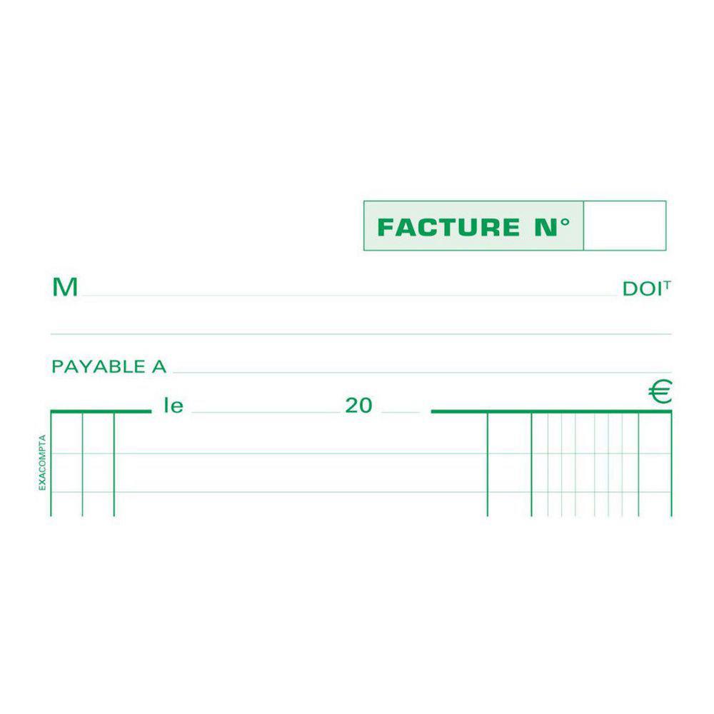 Manifold pr-imprim Exacompta - Factures 10,5 x 13,5 cm - 50 feuilles en 2 exemplaires numrots