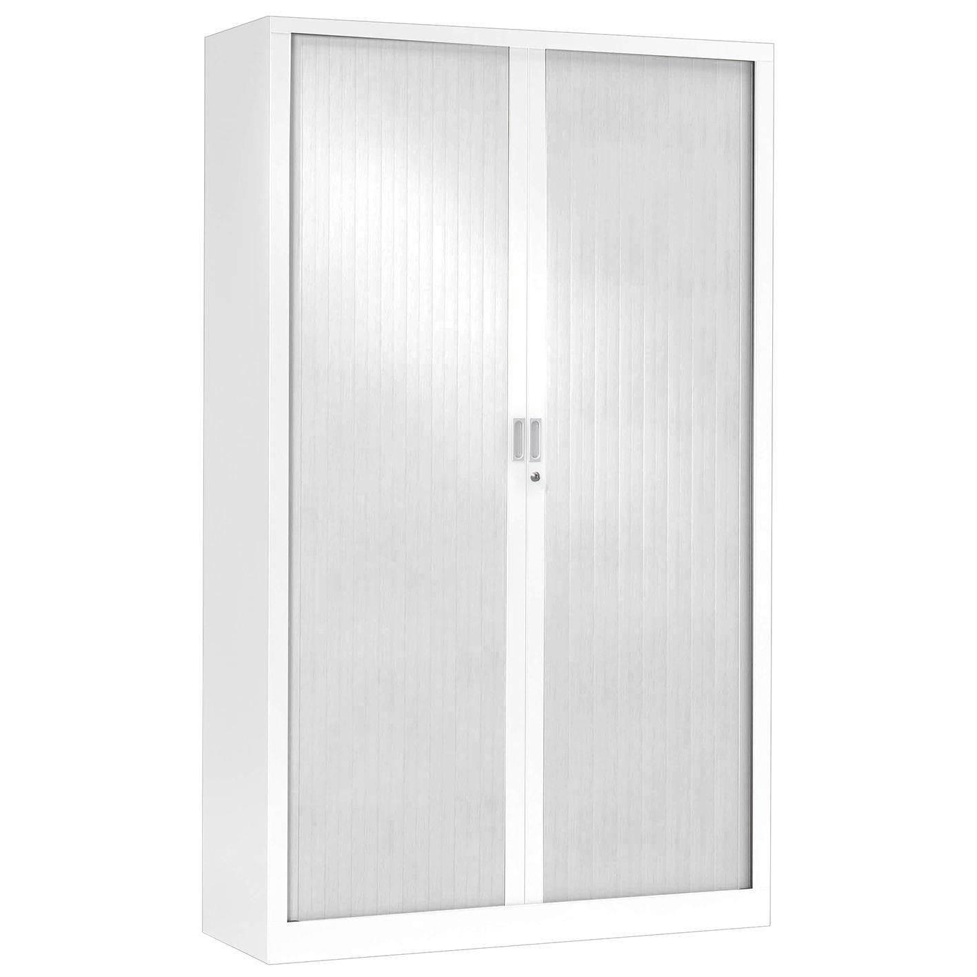 Armoire mtal monobloc Gnric - A rideaux - H. 198 x L. 100 cm - Corps Blanc - Rideaux Blancs