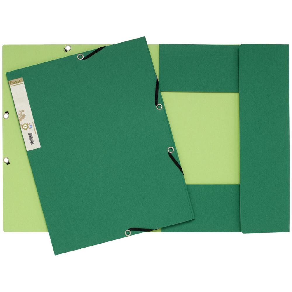 Chemise Exacompta Forever A4  3 rabats et  lastiques - 225 feuilles - 240 x 320 mm -  carte recycl - vert fonc