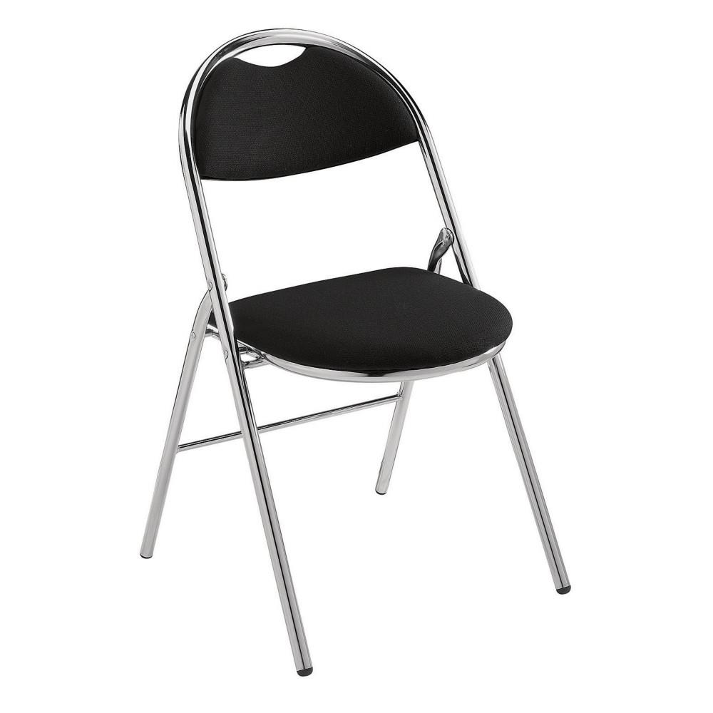 Chaise pliante Kudos - tissu noir - pieds mtal chroms