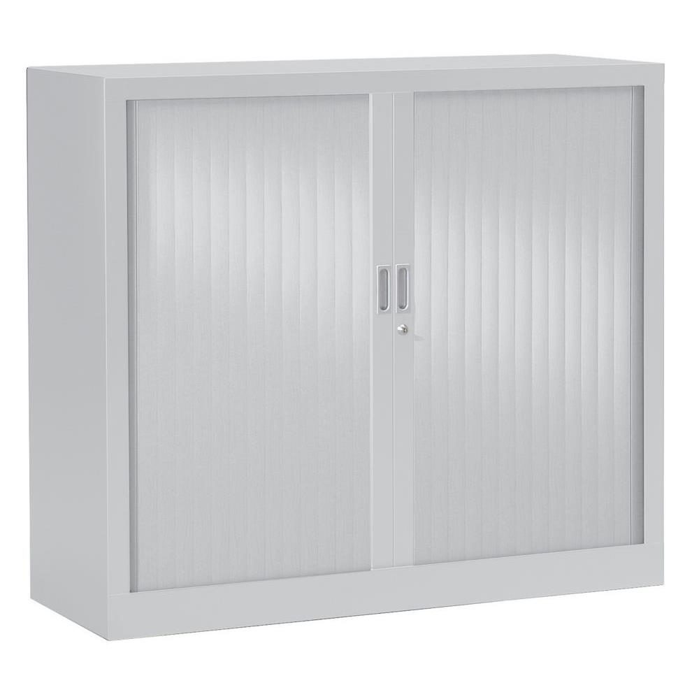 Armoire mtal monobloc Gnric - A rideaux - H. 100 x L. 120 cm - Corps Gris - Rideaux Gris