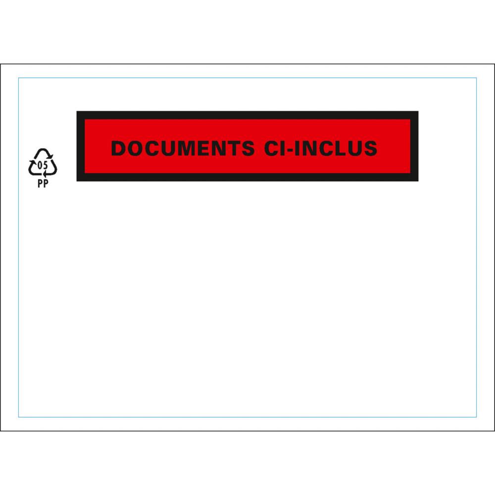 Pochette porte-documents Techmay ECO adh�sive - Documents ci-inclus - Format C6 - 162 x 120 mm - Bo�te de 250