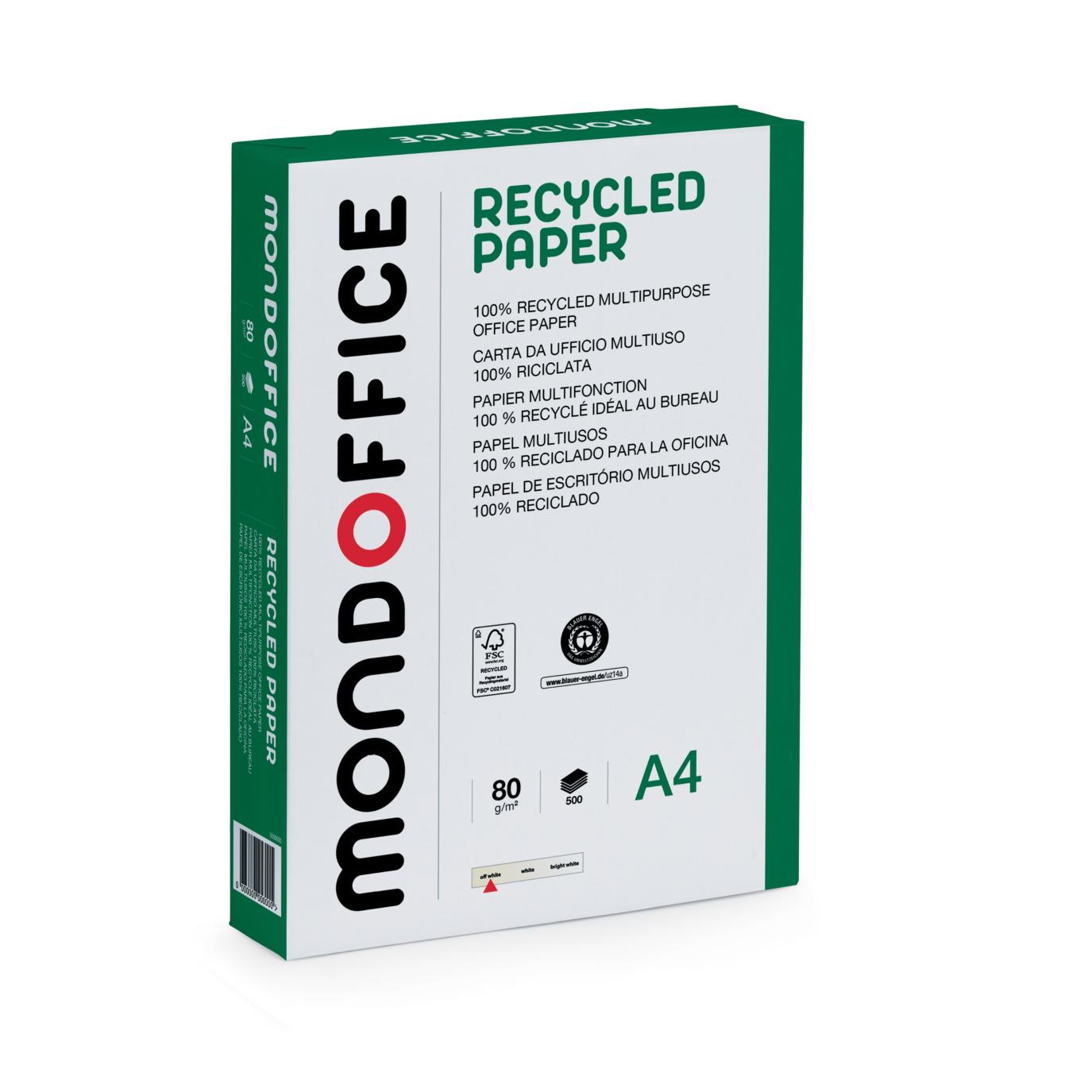 Papier A4 blanc 80g recyclé - ramette de 500 feuilles pas cher